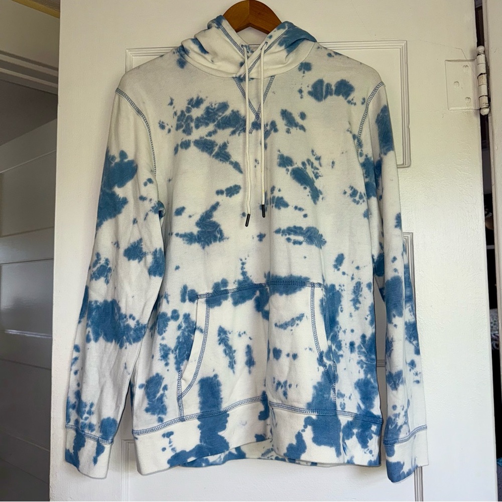 Threads 4 Thought Sustainable‎ Apparel Men’s Blue Tie Dye Hoodie Lightweight